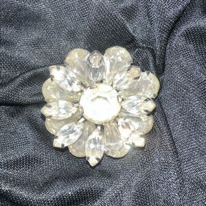 Eisenberg Original Crystal Flower Pin Brooch in Silver-signed